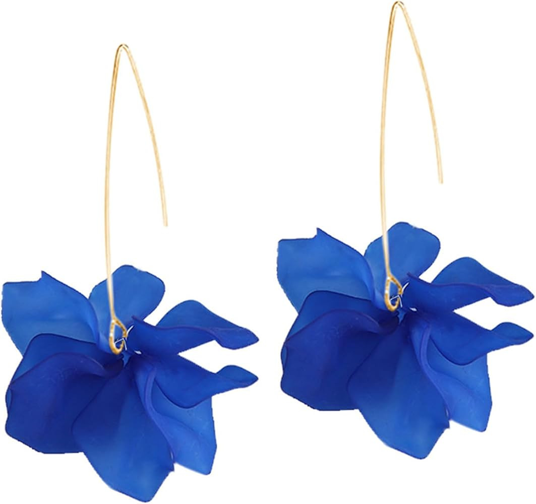 Rose Petal earrings for women Elegant Boho Handmade Petal Hoop Earrings Lightweight Large Stateme... | Amazon (US)