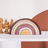 Pink Wooden Rainbow Stacking Toy - Wooden Toys for Toddlers - Montessori Learning Toy - Rainbow Stac | Amazon (US)