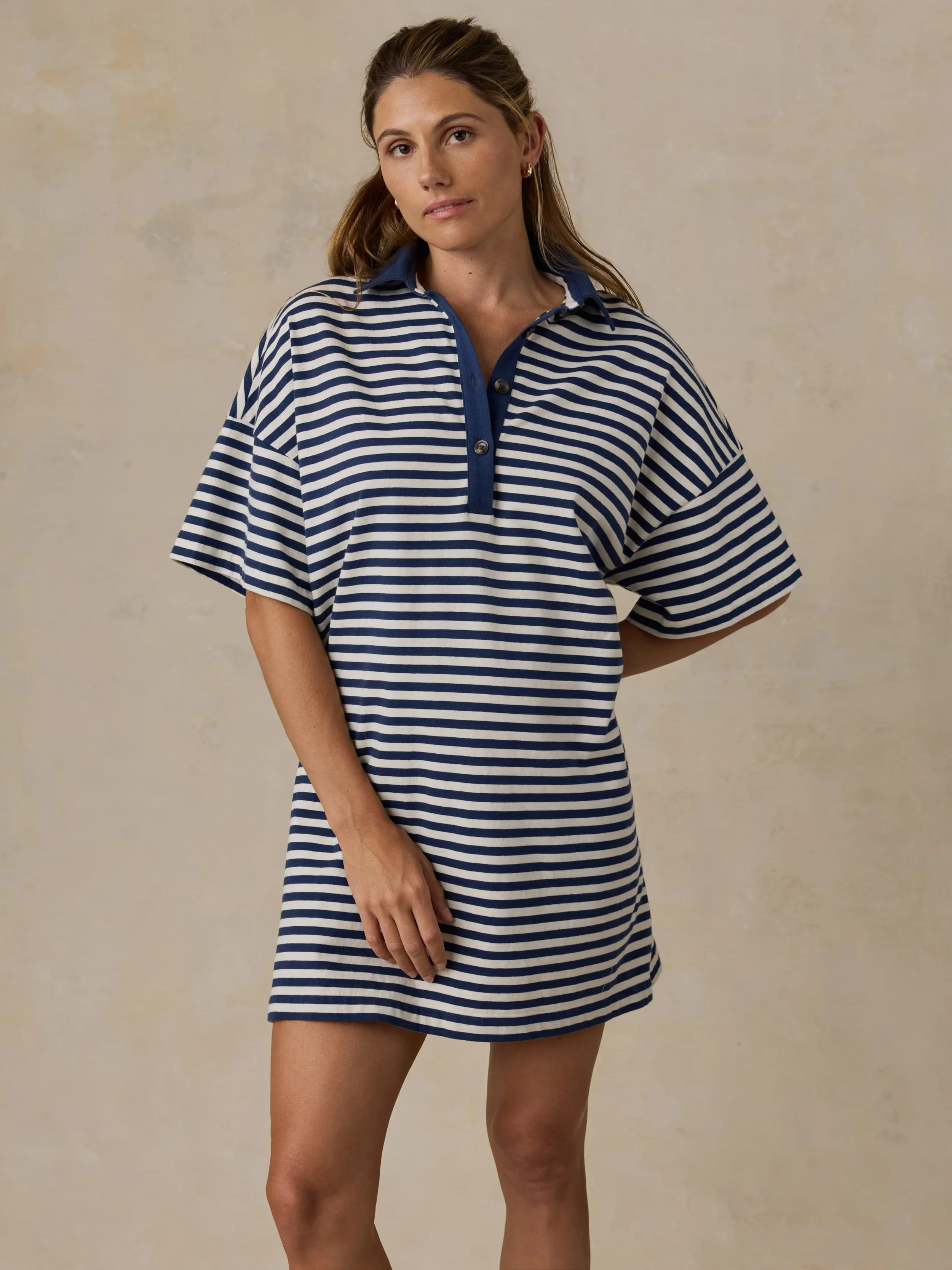 Recycled Cotton Knit Dress - Shadow Bay Stripe | Faherty
