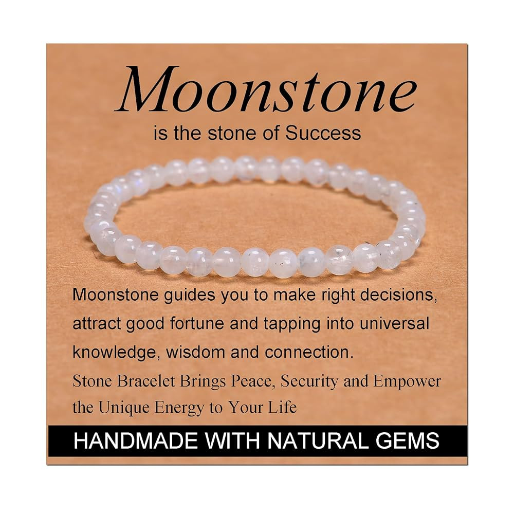 Massive Beads Moonstone - Success - Handmade Handmade Yoga Stretch Elastic Bracelet Natural Stone... | Amazon (US)
