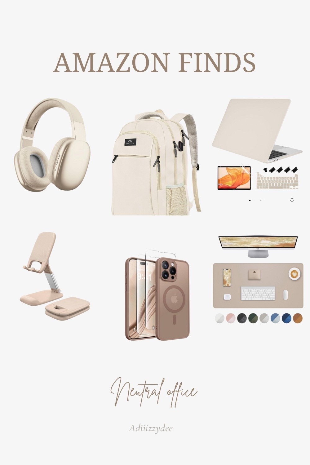 Neutral office finds for all of my corporate working friends out there!! I love a good neutral / beige / light brown find for my at the office or WFH needs

#backpack #headphones #laptopcase #phone holder #phonecase #deskpadprotector

#LTKItBag #LTKFindsUnder50