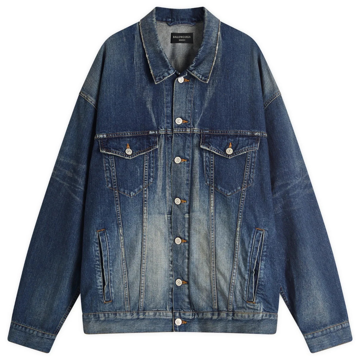 Balenciaga Men's Denim Oversized Jacket in Whisker, Size Large | END. Clothing