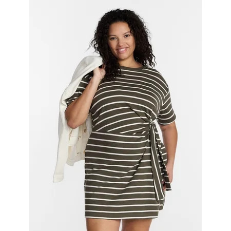 Terra & Sky Women’s Plus Front Twist Dress with Short Sleeve Size 0X-5X | Walmart (US)