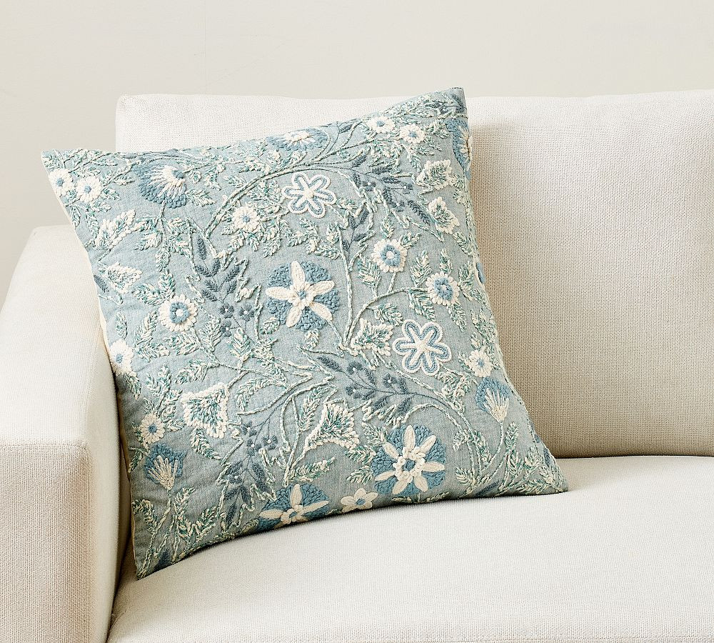Kaia Floral Vine Embroided Pillow Cover | Pottery Barn (US)
