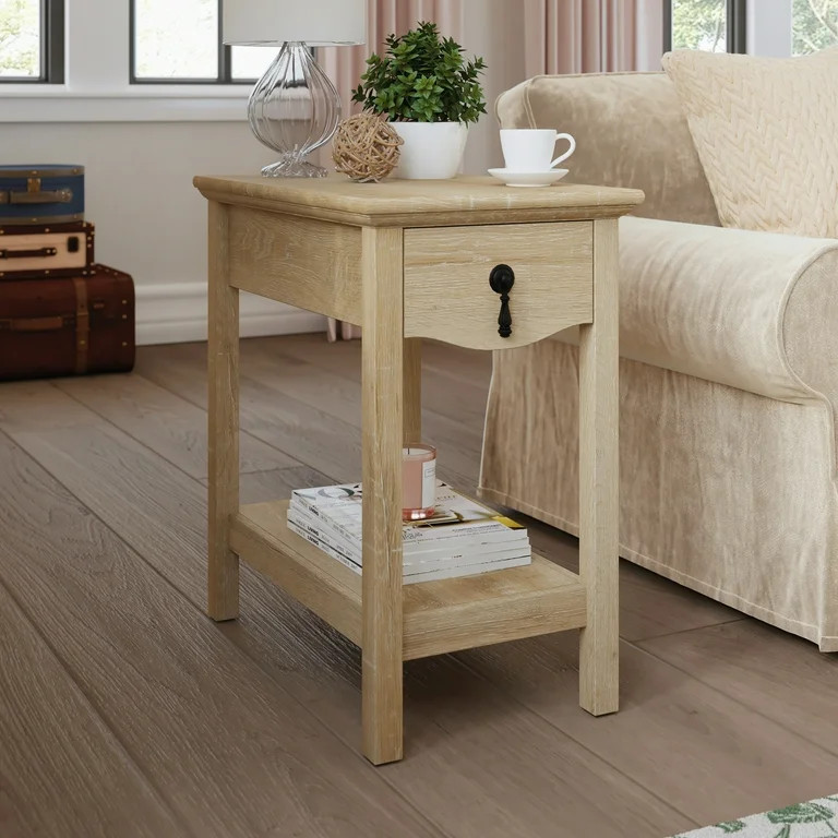 Wood End Table with Drawer, Orchard Oak Finish | Walmart (US)