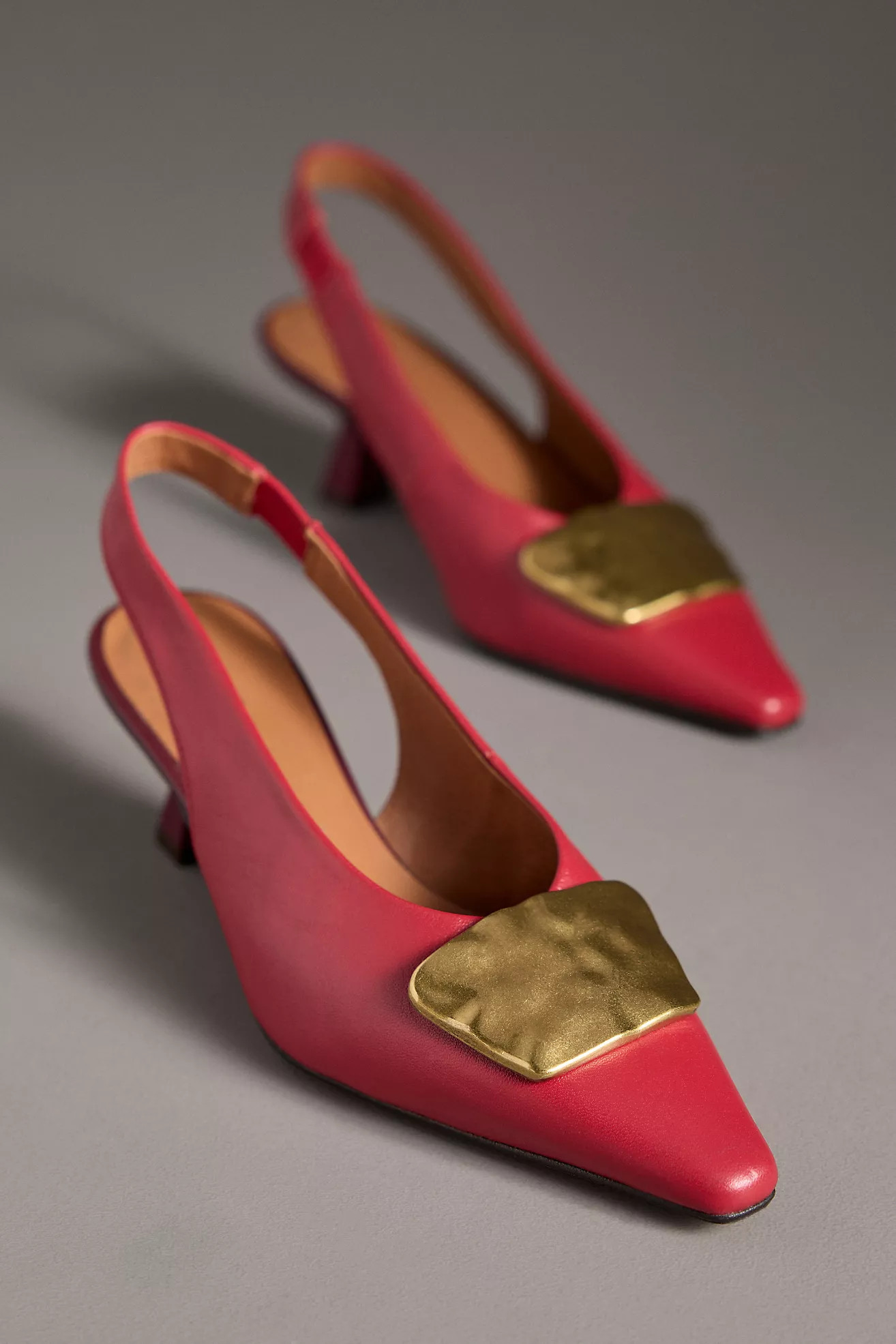 Maeve Hardware Snip-Toe Slingback Kitten Heels | Anthropologie (US)