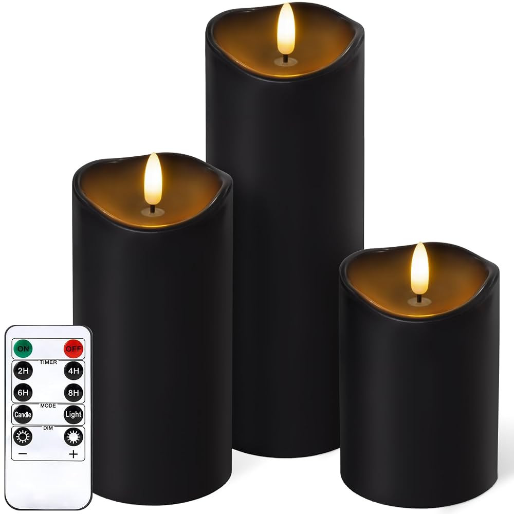 Outdoor Flameless Candles with Remote Timer - Waterproof Realistic Flickering LED Pillar Electric... | Amazon (US)