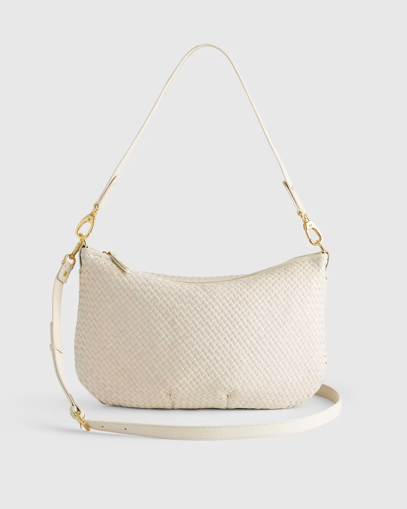 Italian Leather Convertible Crescent Handwoven Shoulder Bag | Quince