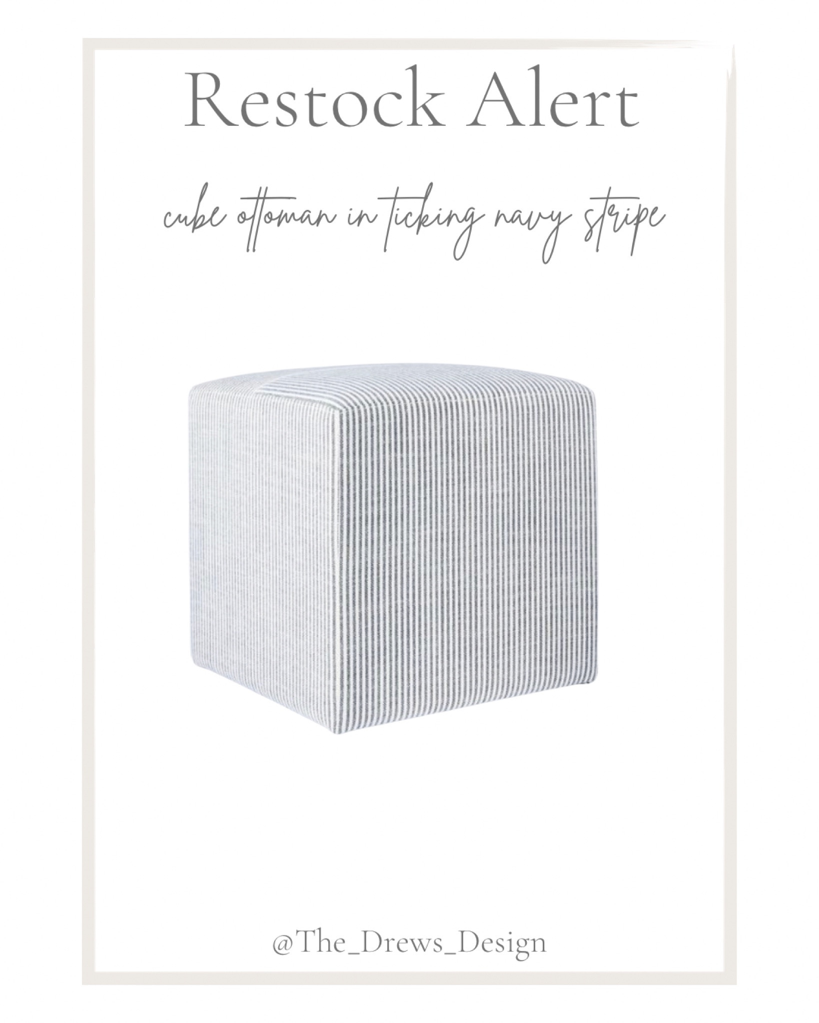 Cube ottoman in navy ticking stripe is back in stock! 

#LTKfamily #LTKstyletip #LTKhome