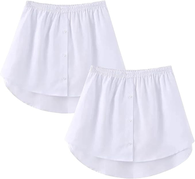 OBBUE Women's 2 Pcs Mini Adjustable Shirt Extender Removable Layering Half Length Underskirt with... | Amazon (US)