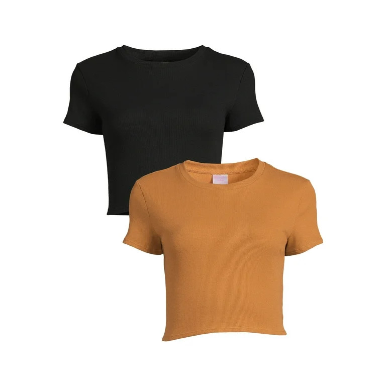 No Boundaries Juniors’ Crew Neck T-Shirt, 2-Pack | Walmart (US)