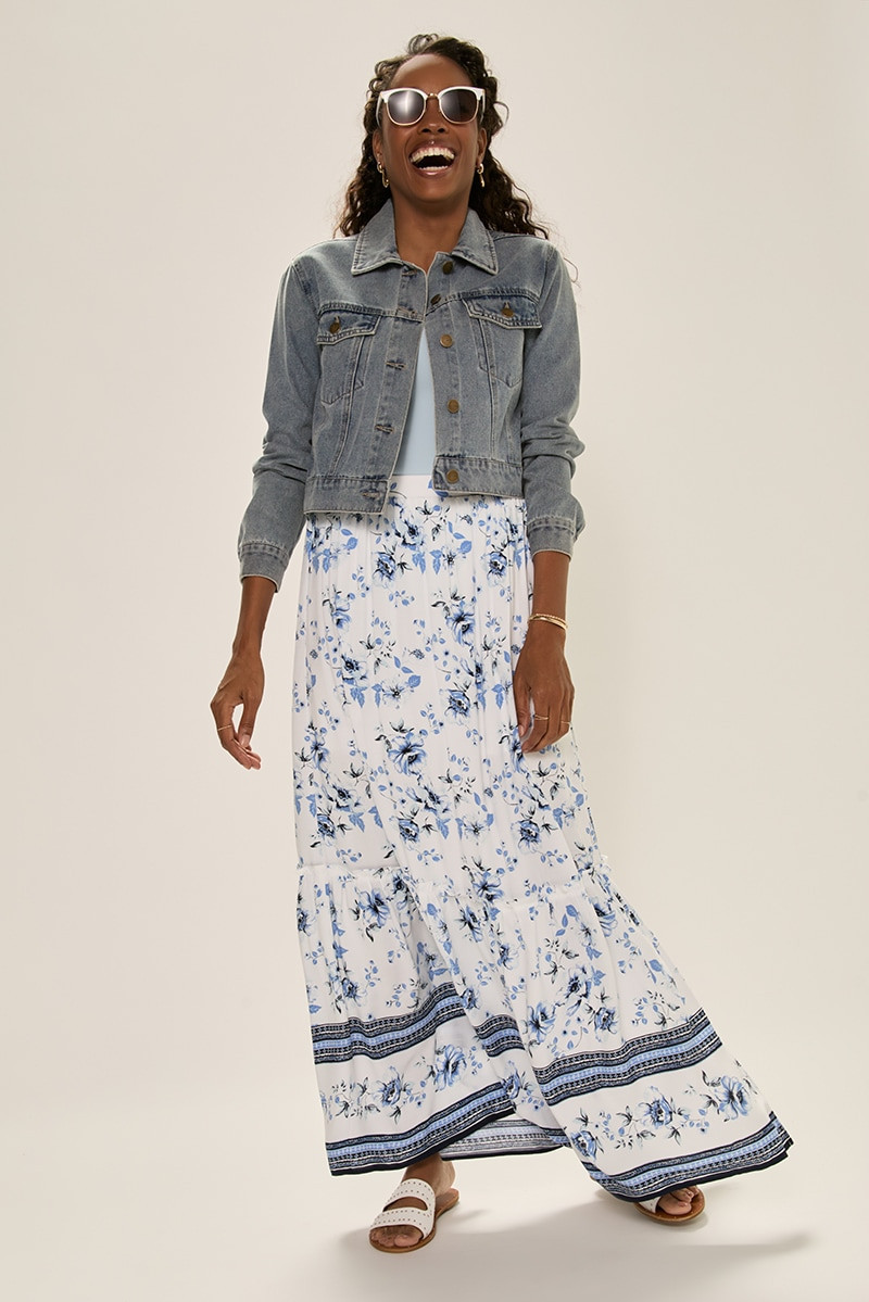 Lora Border Print Maxi Skirt | Francesca's