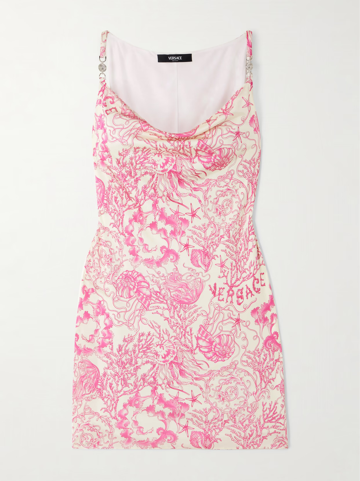 Versace - Embellished Printed Silk-satin Mini Dress - Pink | NET-A-PORTER (US)