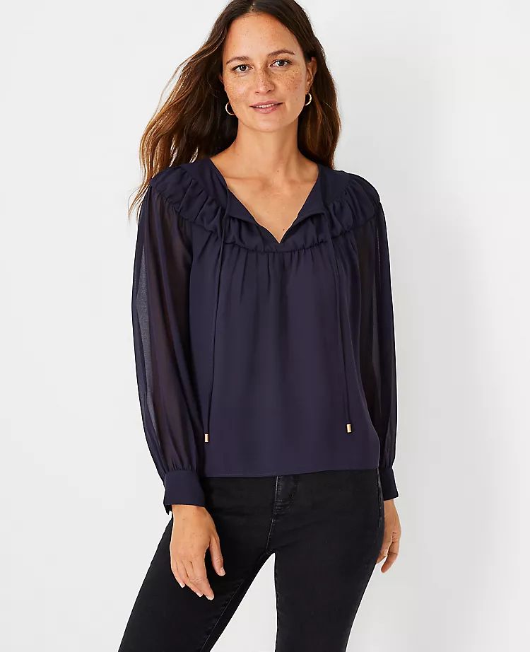 Tiered Tie Neck Top | Ann Taylor (US)