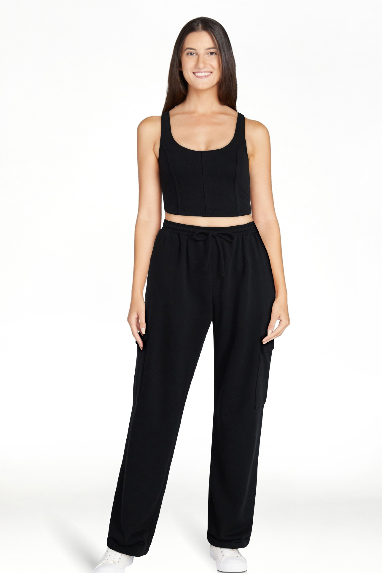 No Boundaries Bustier Tank and Cargo Pant Set, 2-Piece, Women's and Women's Plus Sizes XXS-4X | Walmart (US)