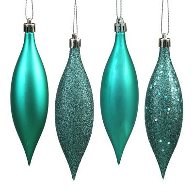 Vickerman 5.5" Teal Finial Drop Christmas Ornament, Assorted 4 Finish, 8 per Pack | Target