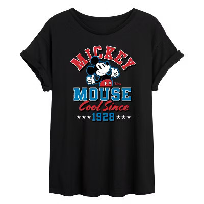 Women's Disney Mickey Mouse Oversized Graphic T-Shirt - Black - X-Large | Target