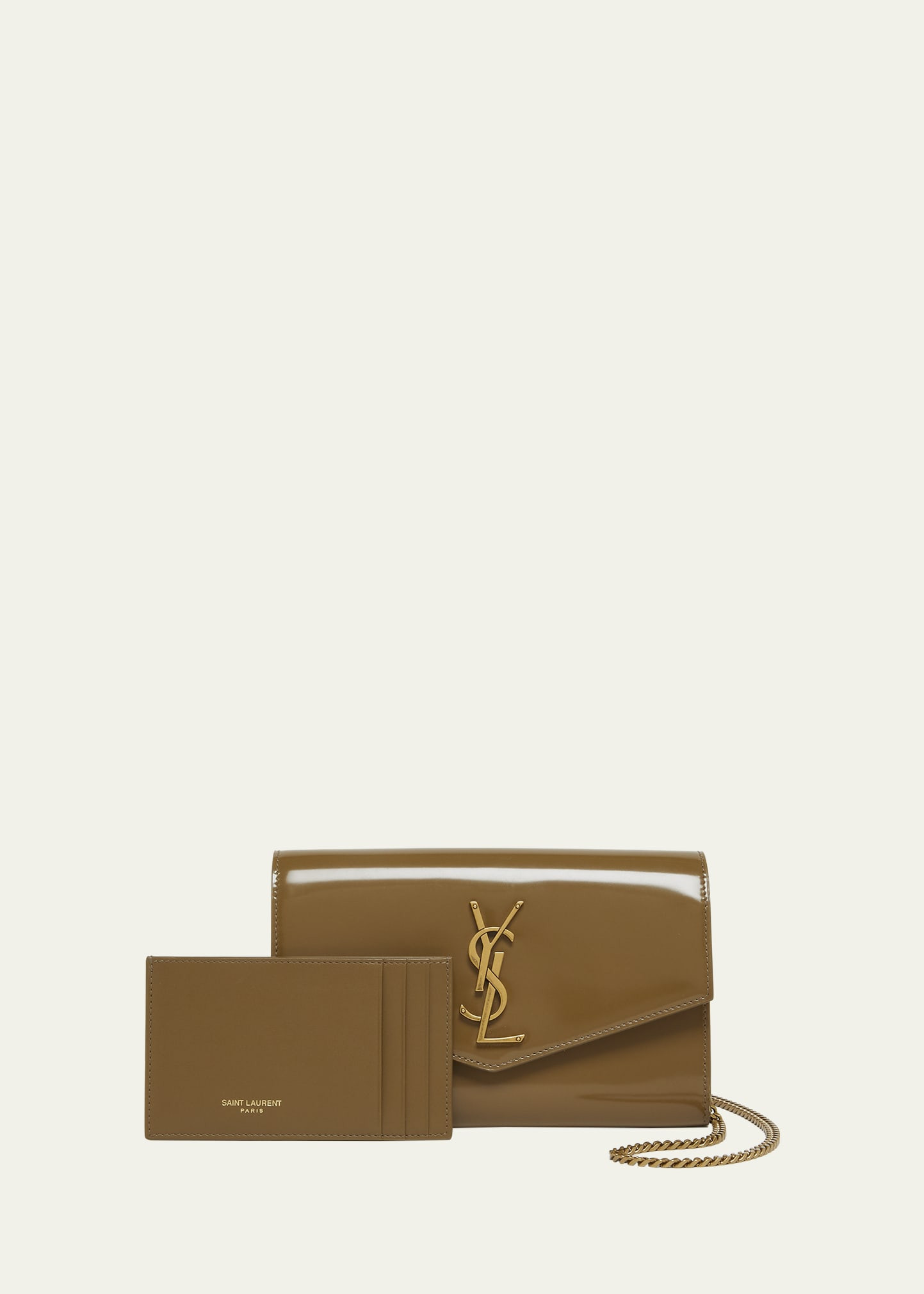 Saint Laurent Uptown YSL Wallet on Chain in Brushed Leather | Bergdorf Goodman