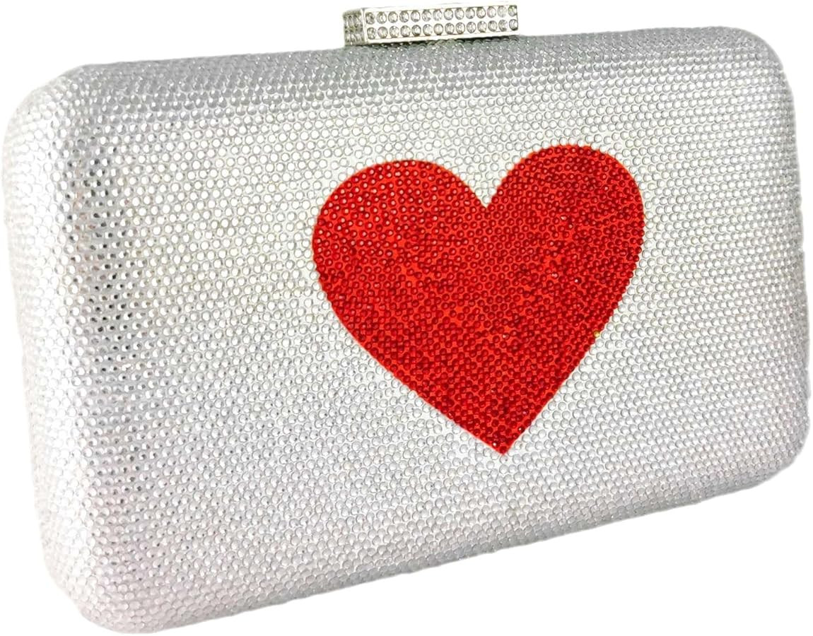 Boutique De FGG Mini Love Rhinestone Clutch Purses for Women, Heart Crystal Clutch Bag, Formal Ev... | Amazon (US)