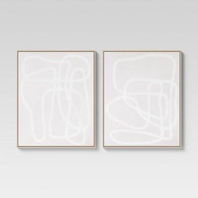 (Set of 2) 24" x 30" Line Drawing Wall Canvases Gray/White - Threshold™ | Target