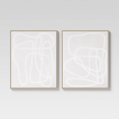 (Set of 2) 24&#34; x 30&#34; Line Drawing Wall Canvases Gray/White - Threshold&#8482; | Target