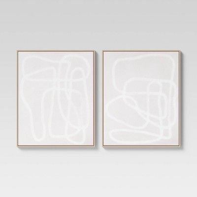 (Set of 2) 24" x 30" Line Drawing Wall Canvases Gray/White - Threshold™ | Target