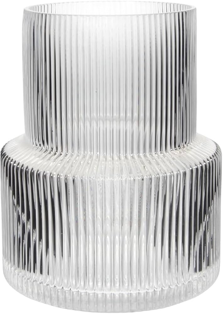 Glass Vases for Decor, Flower Vase, Ribbed Glass Vase, Modern aAesthetic Decor Vases, Vases for T... | Amazon (US)