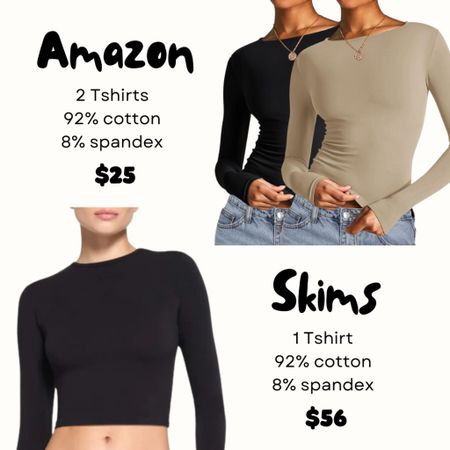 More than half the price for 2 tops instead of 1?!?! 🤩🤩🤩 Amazon has my money over this Skims top!

skims dupe, long sleeve top, y2k top, going out top, seamless tee

#LTKstyletip #LTKsalealert