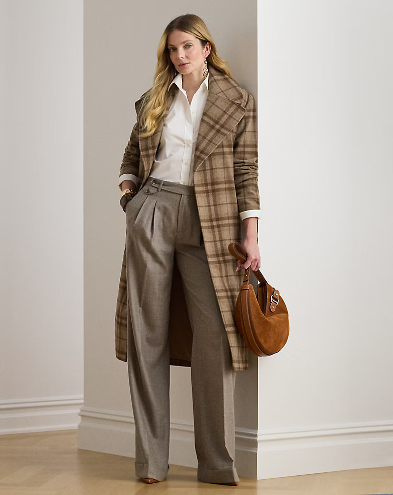 Plaid Wool-Blend Twill Wrap Coat | Ralph Lauren (UK)