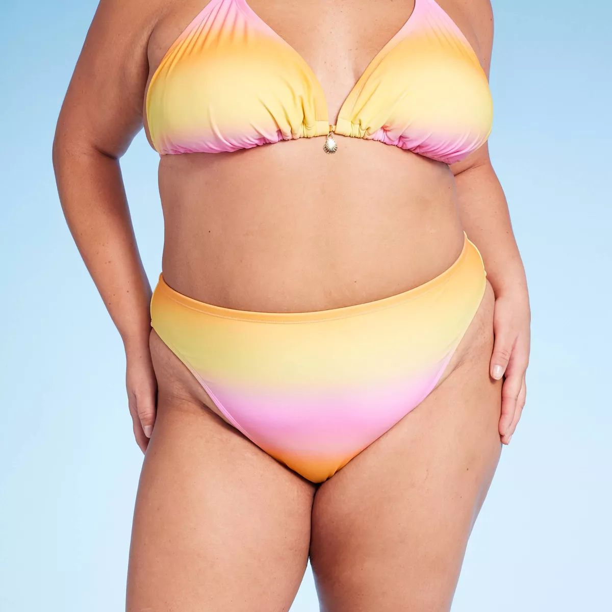 Women's Low-Rise Cheeky High Leg Bikini Bottom - Wild Fable™ Pink/Yellow Ombre Print | Target