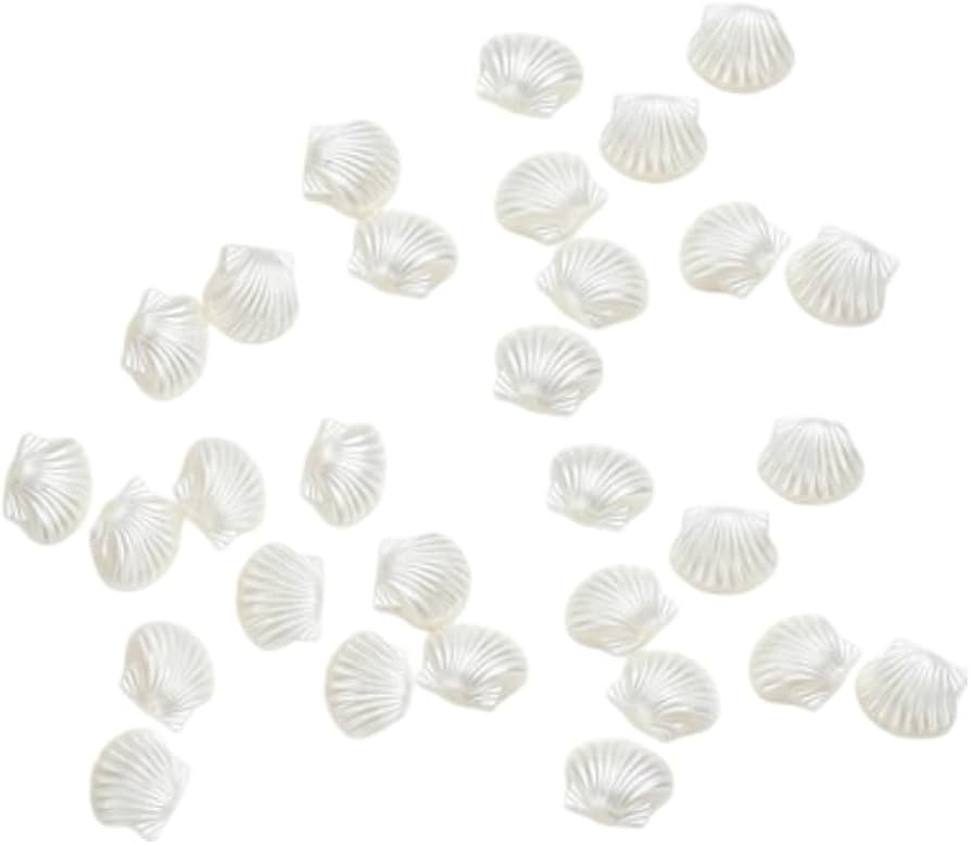 30Pcs White Acrylic Clam Shell Tiny Spacer Beads, Plastic Beach Scallop Shell Craft Loose Beads, ... | Amazon (US)