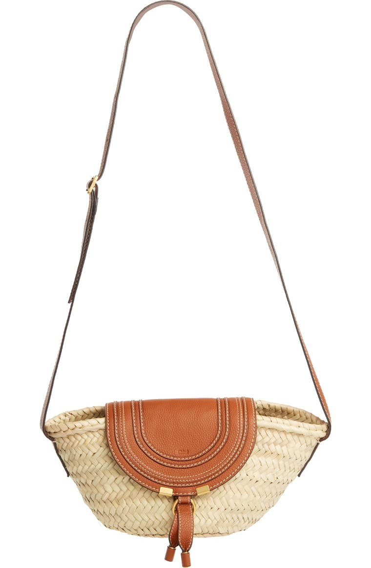 Chloé Small Marcie Leather & Raffia Crossbody Bag | Nordstrom | Nordstrom