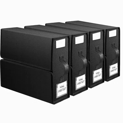 SheetSaver Bedding Bundle - 4 Pack Queen Size SheetCube Organizers for Linen Closet Storage of Sheets, Duvet Covers, and Pillowcases in Black Color | Wayfair North America