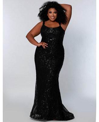 Women's Scoop Neck Fitted Sequin Evening Gown | Macy's