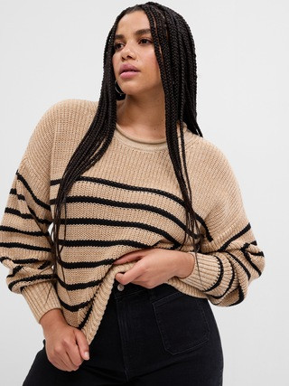 Relaxed Stripe Shaker-Stitch Sweater | Gap Factory