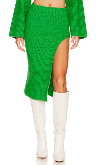Sachiye Knit Midi Skirt in Green | Revolve Clothing (Global)