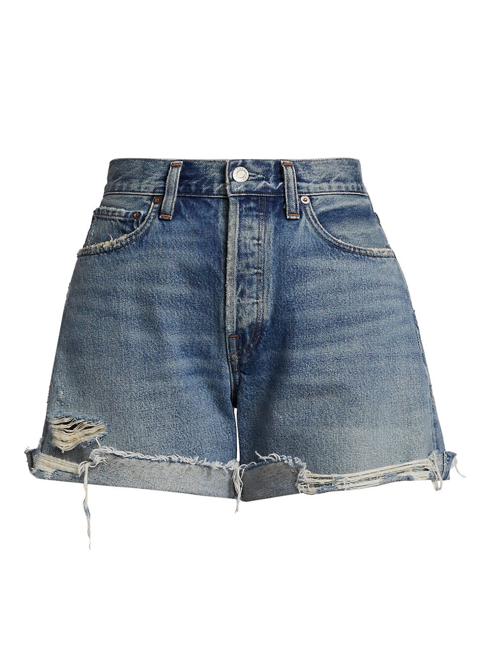AGOLDE Parker Long Cuff High-Rise Denim Shorts | Saks Fifth Avenue