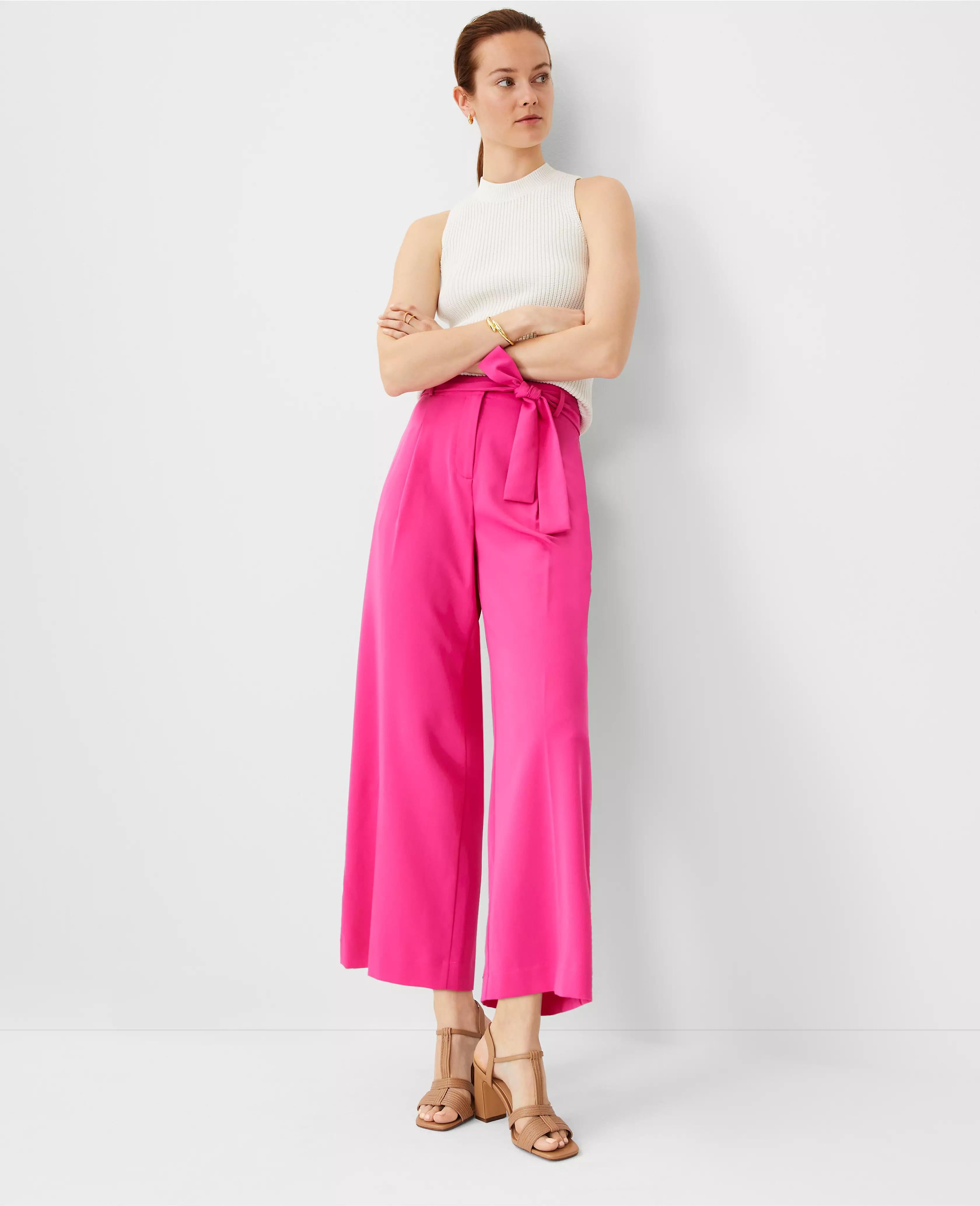 The Tie Waist Wide Ankle Pant | Ann Taylor (US)