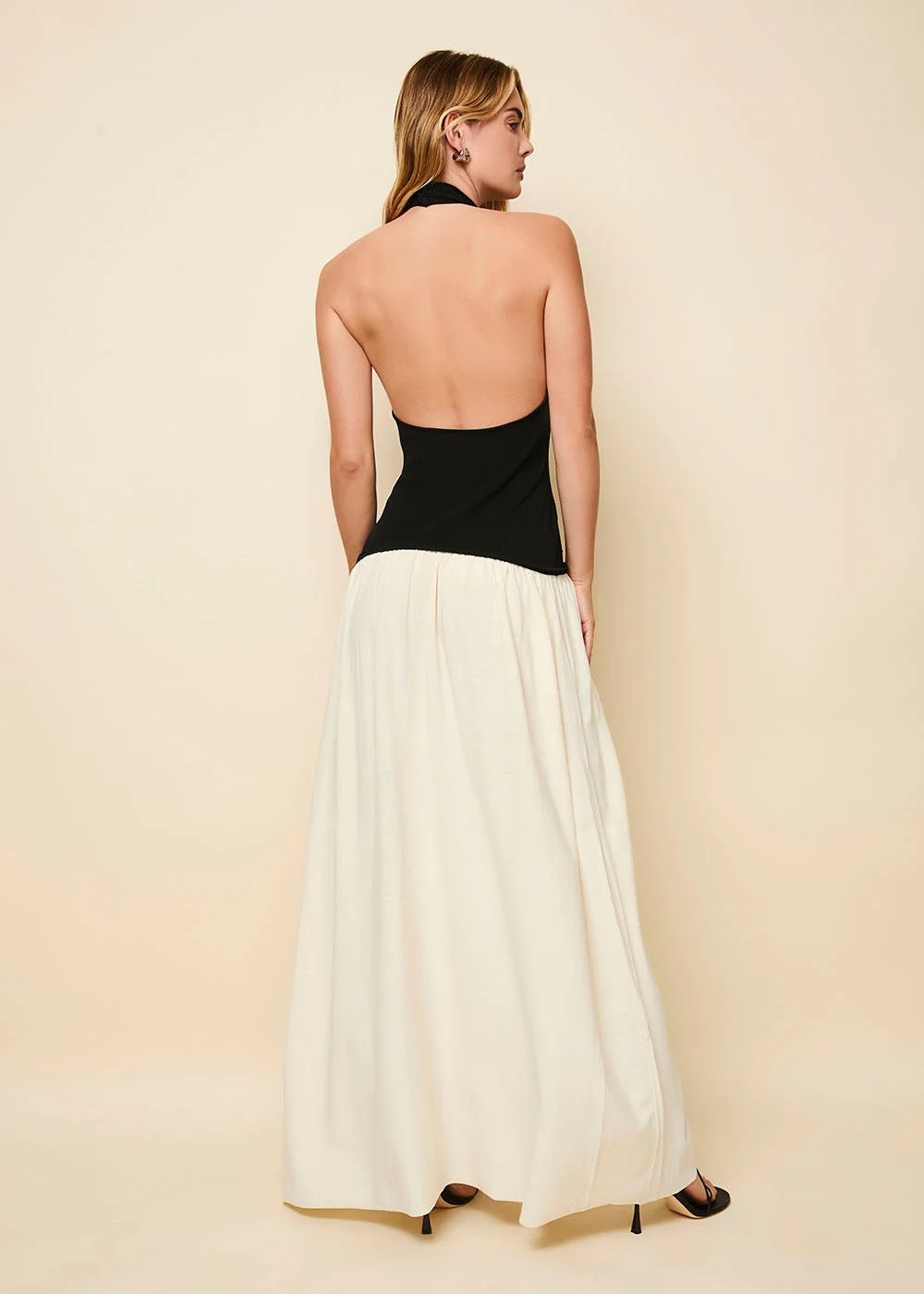 The Halter Soglio Dress In Ecru / Noir | Solid & Striped