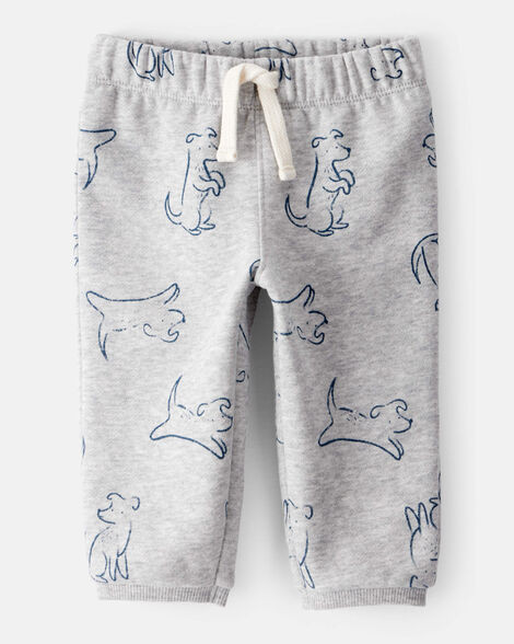 Baby Boy DayDream Fleece Dog Knit Pull-On Pants - Grey | Carter's Inc