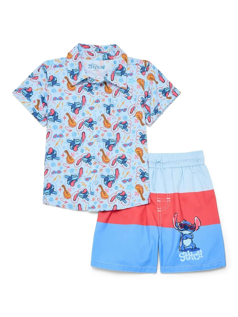 Character Toddler Boy Resort Shirt and Swim Trunk Set, 2-Piece, Sizes 12M - 5T | Walmart (US)
