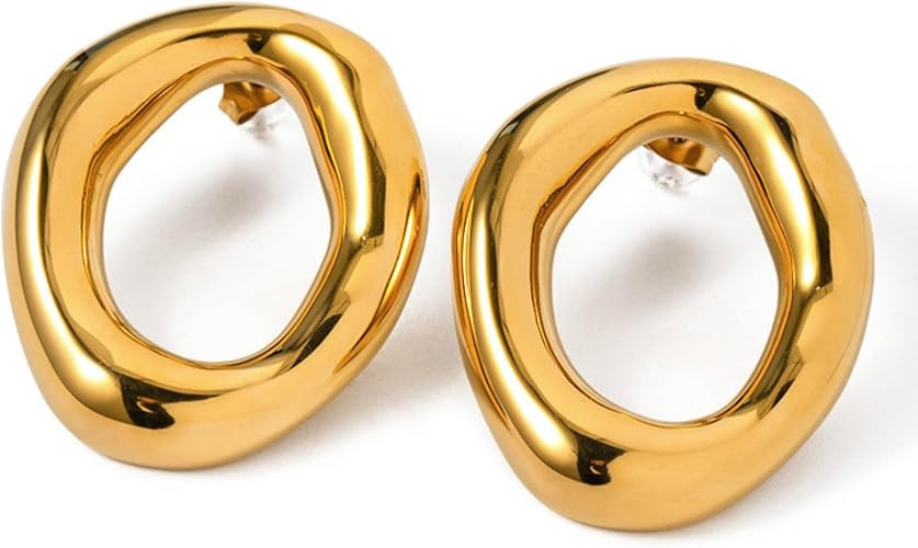 Gold Chunky Open Circle Vintage Statement Earrings House Of Hunter | Amazon (US)