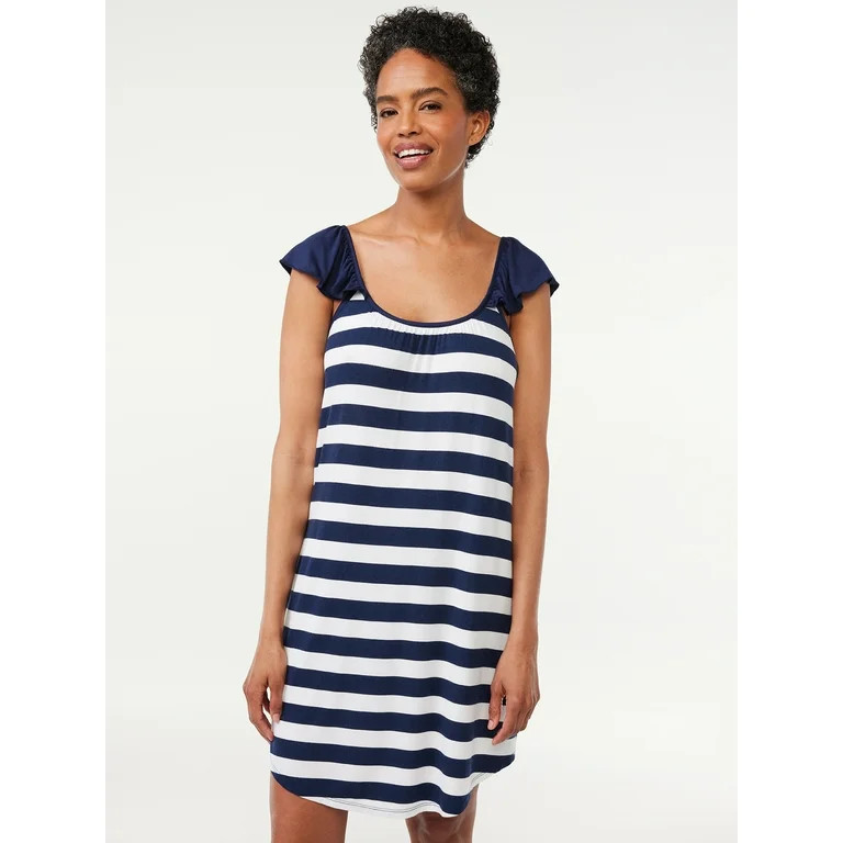 Joyspun Women's Ruffled Knit Sleep Chemise, Sizes S to 3X | Walmart (US)