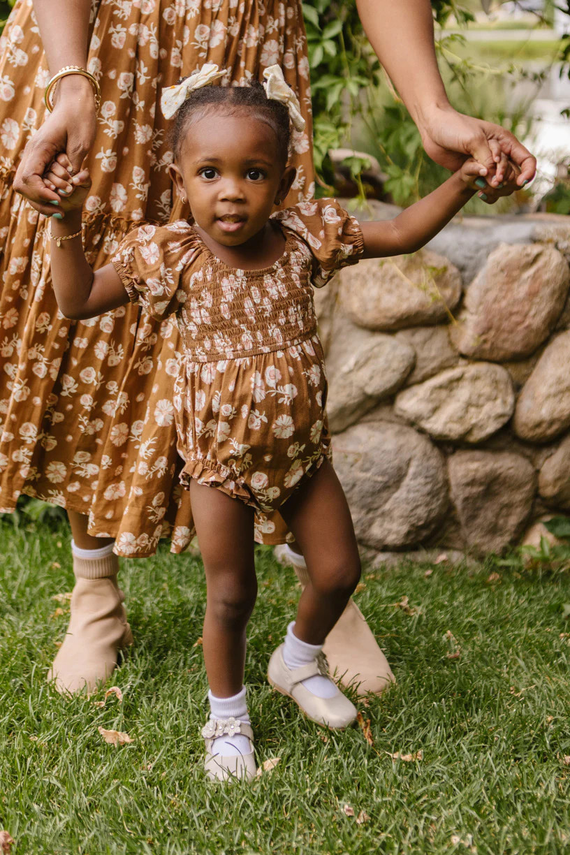 Baby Sienna Romper in Brown Floral | Ivy City Co