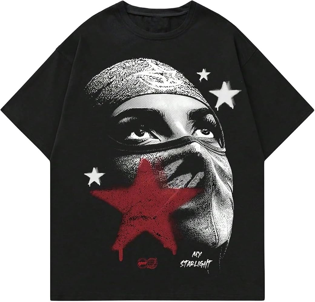 GORGLITTER Men's Graphic Tees Short Sleeve Boxy Casual Summer Rapper Funny Y2K Cool Streetwear Ov... | Amazon (US)