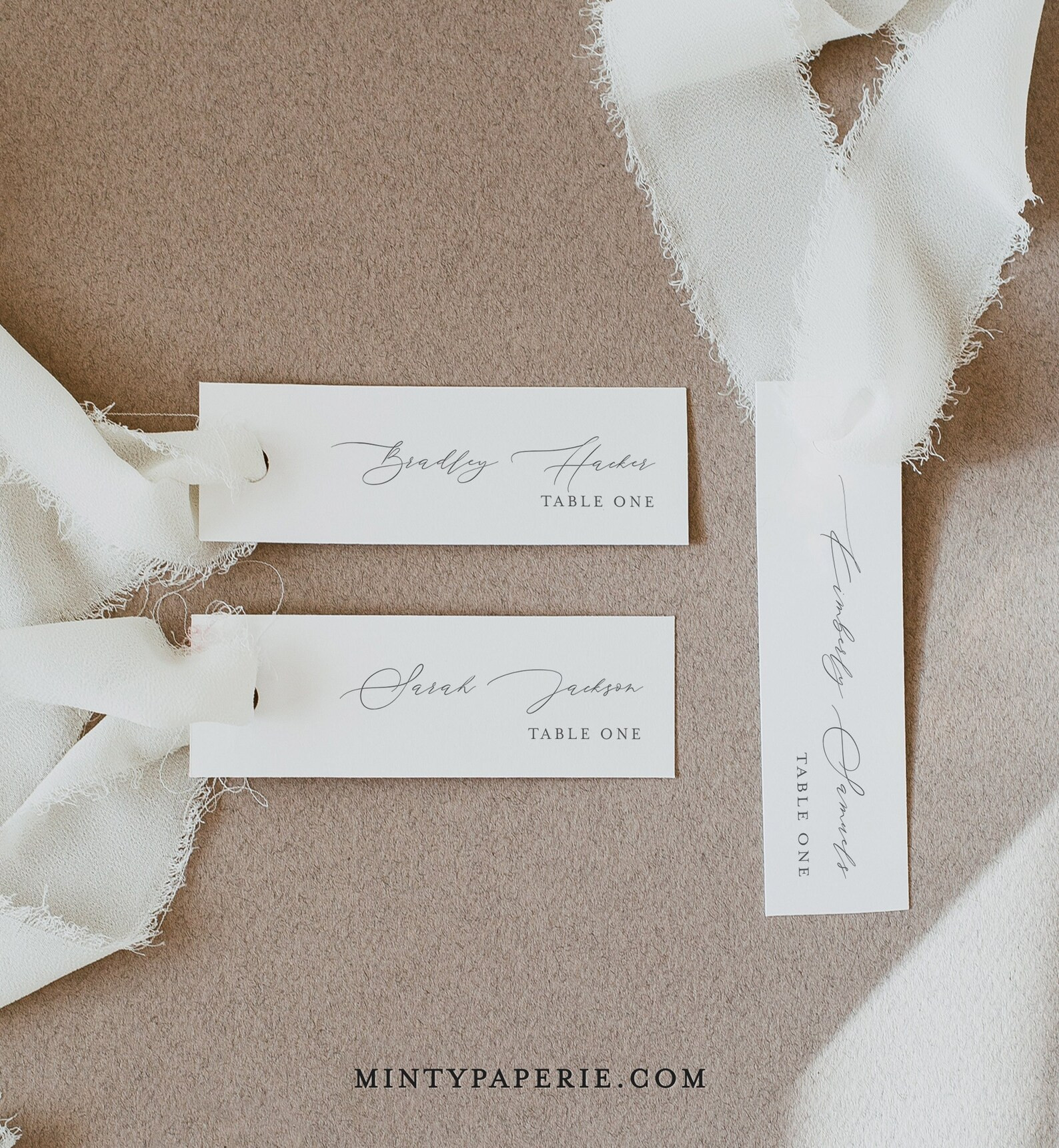 Minimalist Place Card Template, 100% Editable, Printable Modern Escort Card, Narrow Name Card, Fa... | Etsy (US)