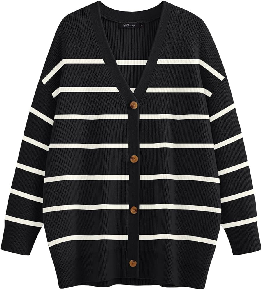 EFAN Womens Open Front Cardigan Sweaters 2024 Oversized Button Sweaters V Neck Loose Cardigans Kn... | Amazon (US)