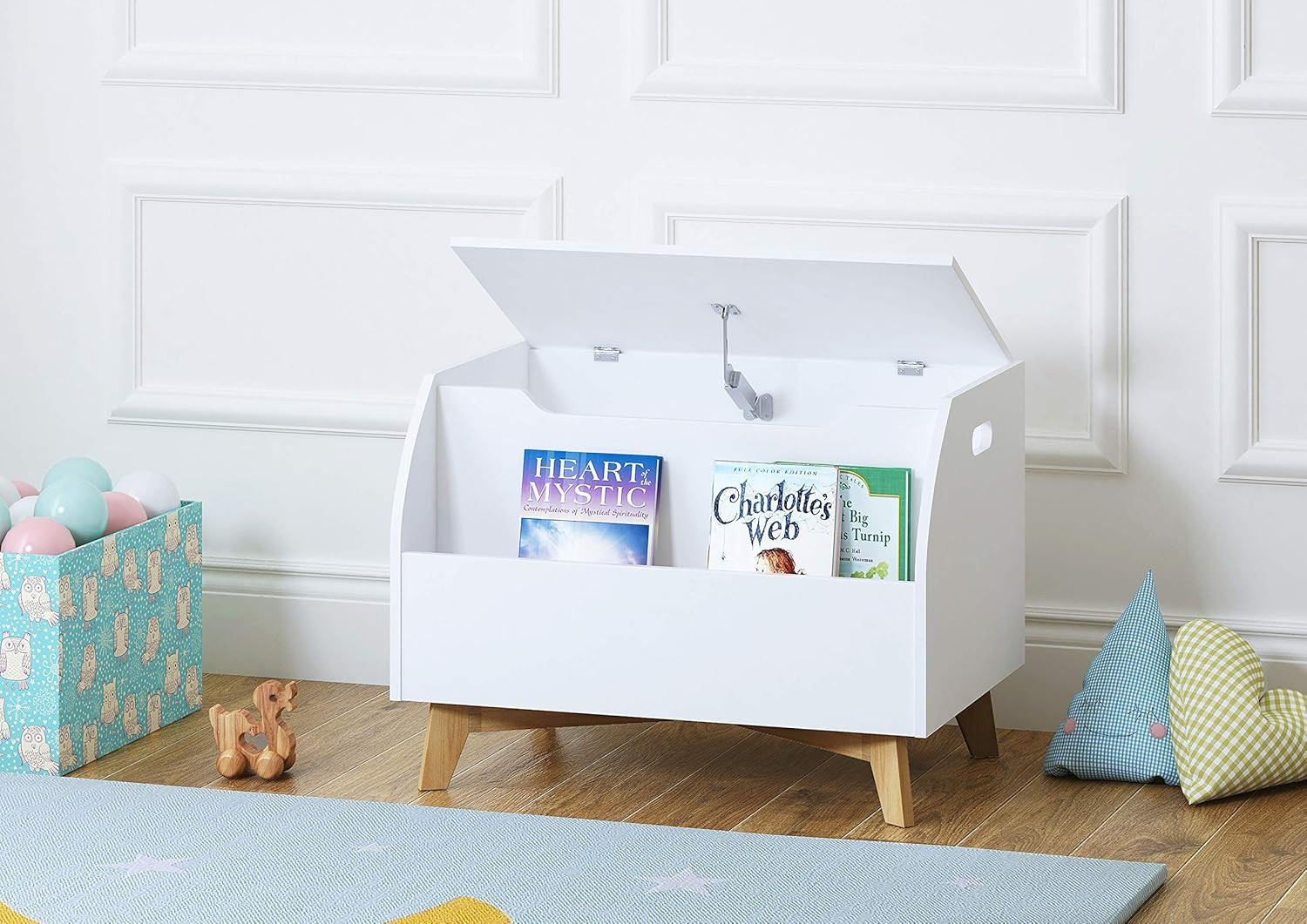 UTEX Children Toy Box with Front Book Storage Area, Kids Toy Storage Bench, White | Amazon (US)