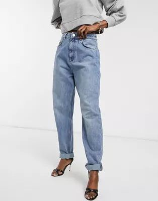 ASOS DESIGN High rise 'Slouchy' mom jeans in midwash | ASOS (Global)