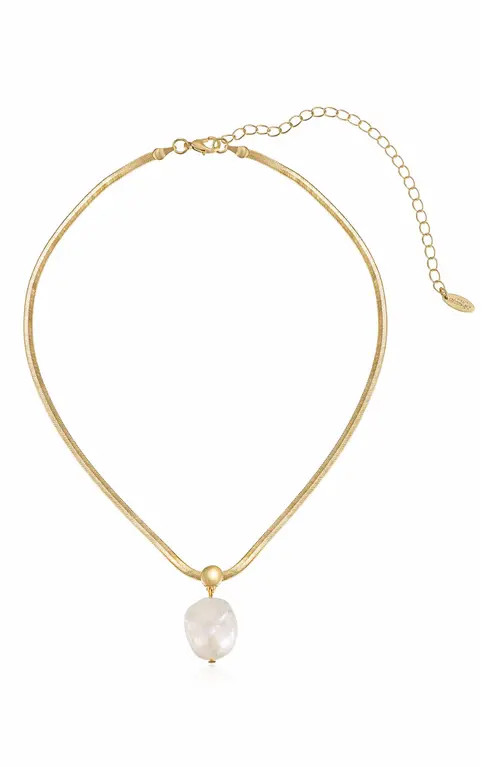 Ettika Cultured Baroque Pearl Pendant Necklace in Gold at Nordstrom | Nordstrom